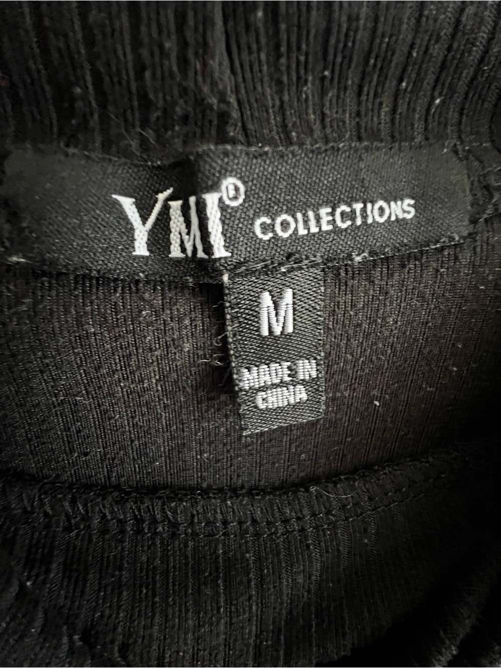 YMI Black Ribbed Mock Neck Short Sleeve Tee - Picture 3 of 3